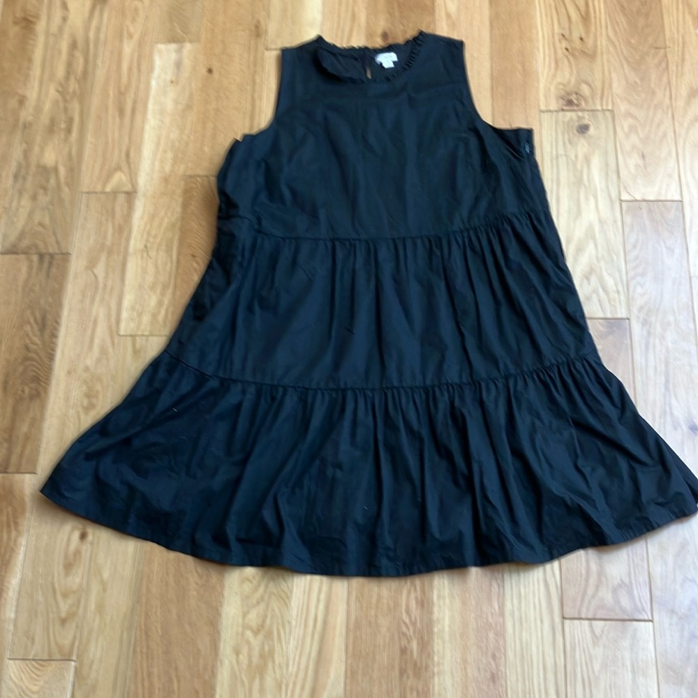 J. Crew Black Sleeveless Tiered cotton Dress sz 18